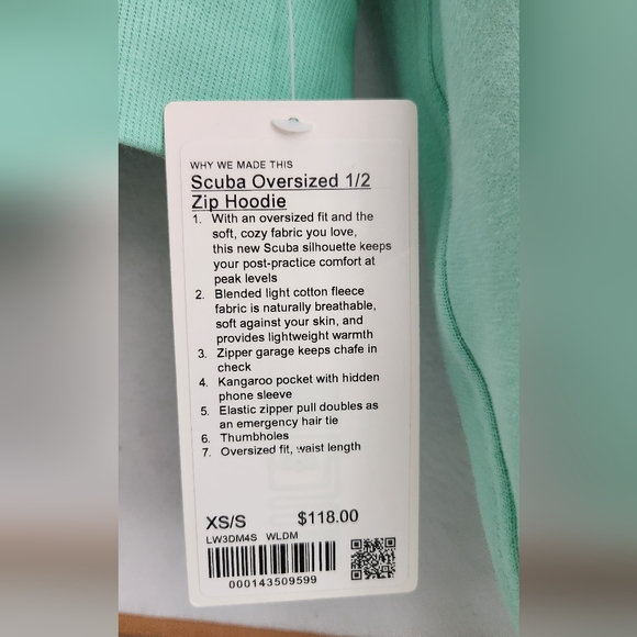 BNWT Lululemon 1/2 Zip Scuba in Wild Mint, XS/S - Picture 4 of 6